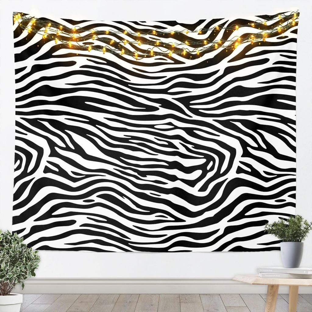 Zebra Stripes Tapestry Wall Hanging Zebra Printed Wall Blanket for Kids Black And White Skin Texture Tapestry Sexy Luxury Zoo