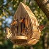 Rustic Wood Butterfly Bee House Teardrop Shaped Butterfly Habitat Shelter  Patio Decor