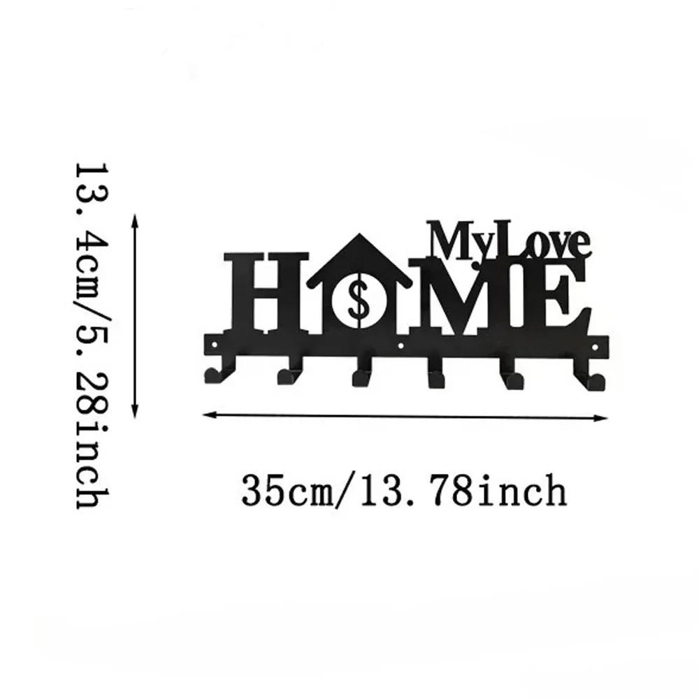 Black Metal Wall-Mounted Key Holder Hooks – Artistic Iron Coat Rack for Entryway, Kitchen, and Home Décor