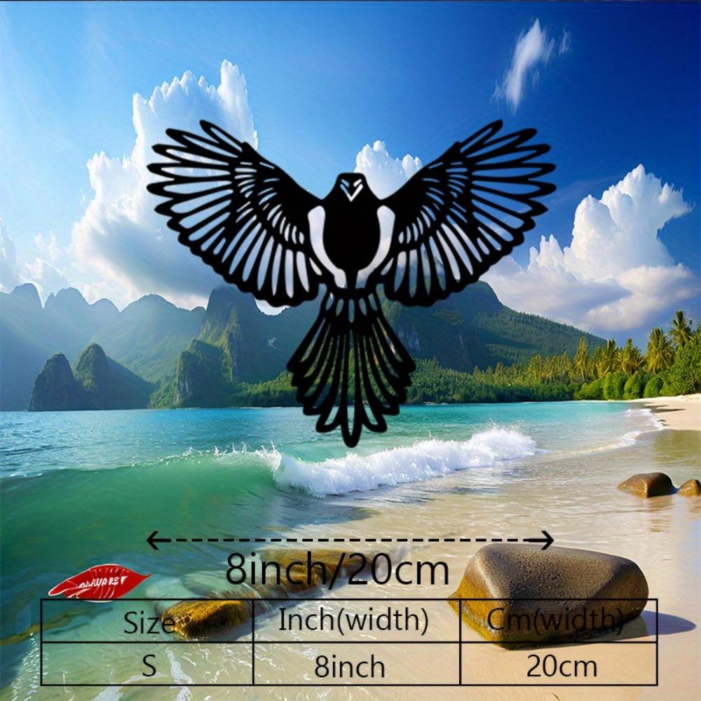 

1pc 2D Flat Flying Magpie Bird Metal Wall Art Black Decor Plaque Sign for Living Room Bedroom Garden 20cm/8inch