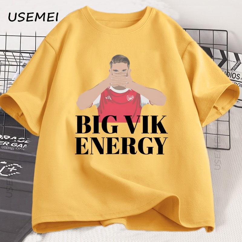 Arsenal Football Victor Gyokeres Cartoon Graphic Tshirt Big Vik Energy Cotton Printed T Shirt Loose Short Sleeve Unisex Clothes