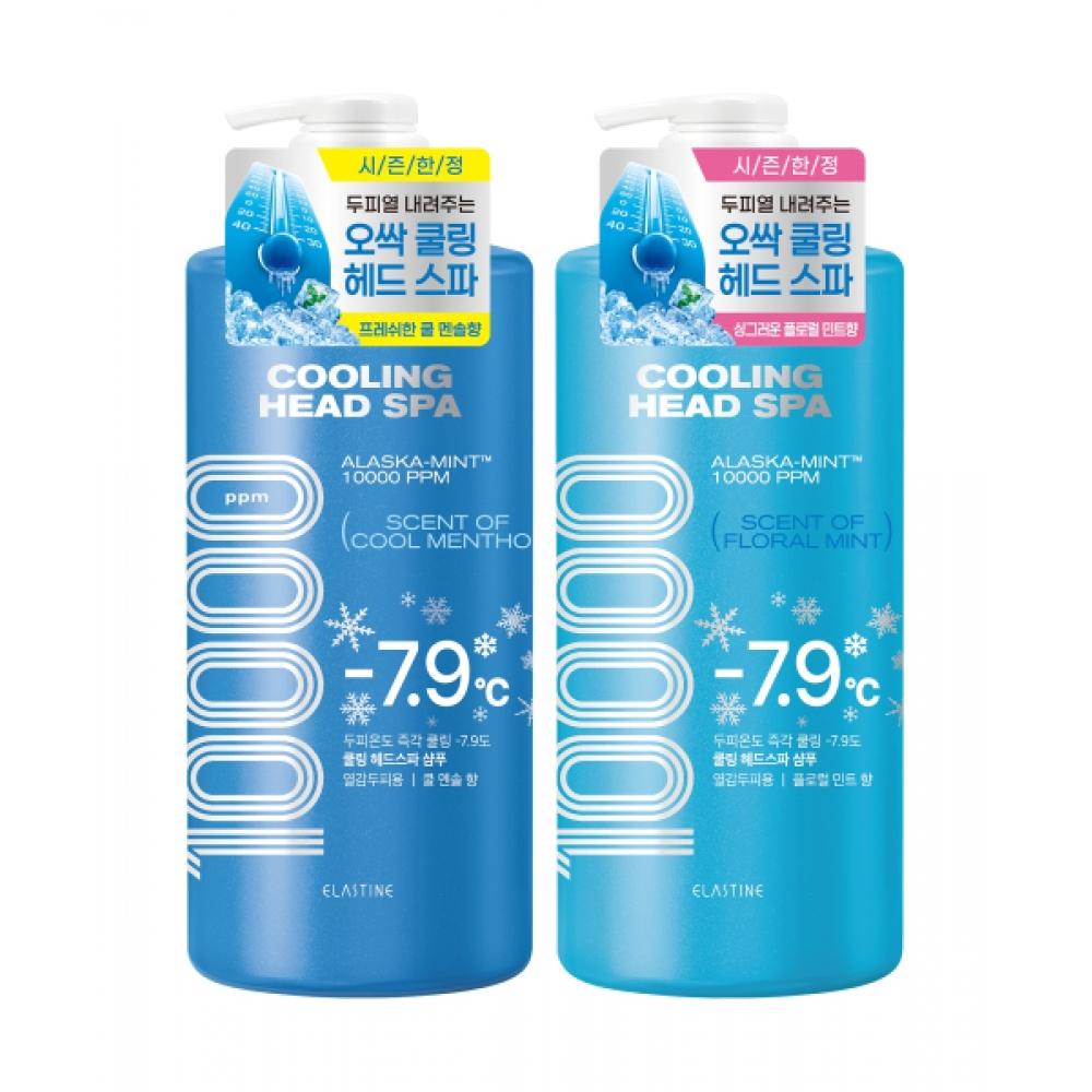 Elastine [optional] Cooling Head Spa Shampoo 1000ml X 2  Coolmensol Floral Mint Floral Mint 1000ml x 2