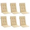 VidaXL Lot de 6 Coussins de Chaise à Dossier Haut, Oreillers de Balcon, Coussins de Sièges Patio Jardin Terrasse Extérieur, 4002423