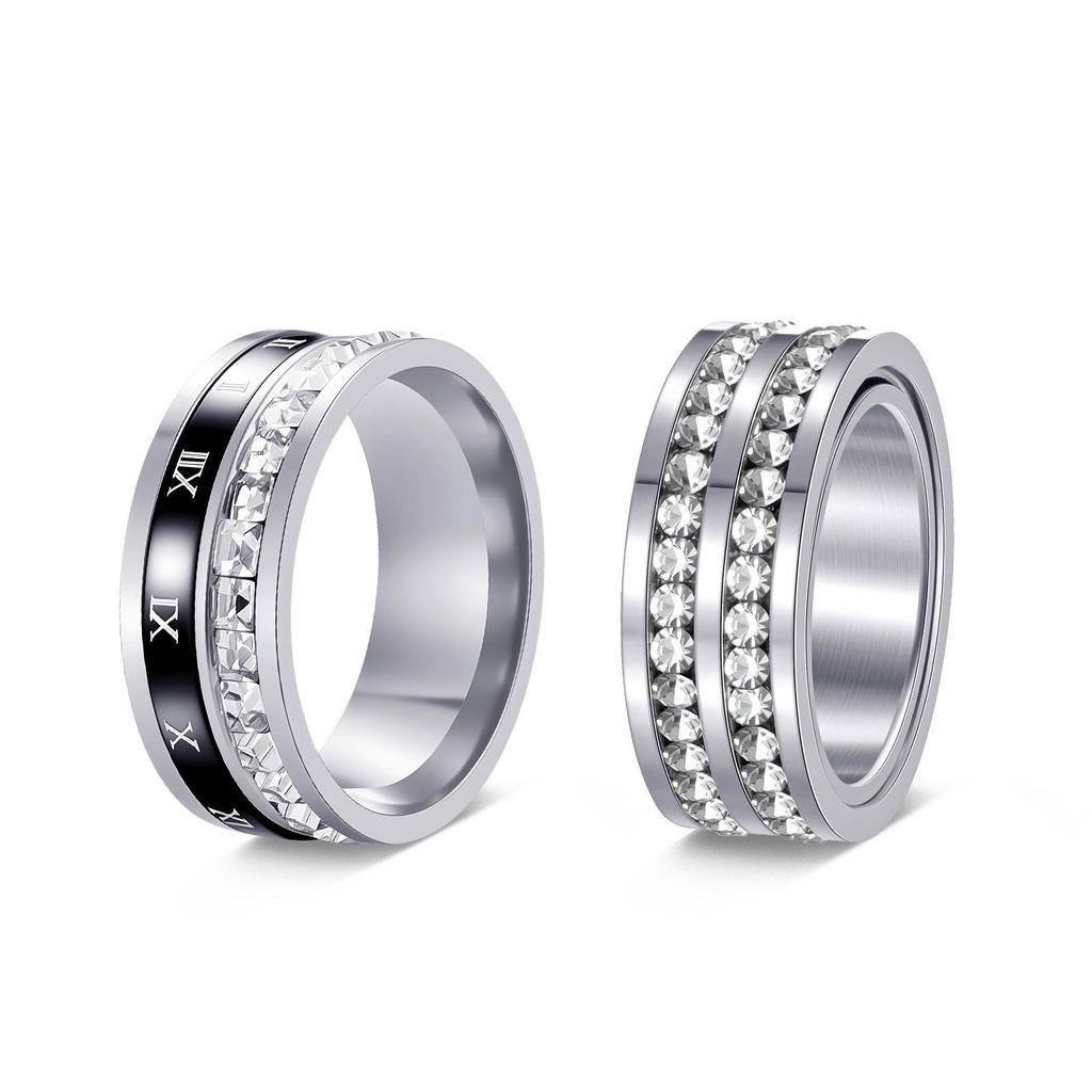 Neuer Stil Strassstein Design Edelstahl Partnerring Set