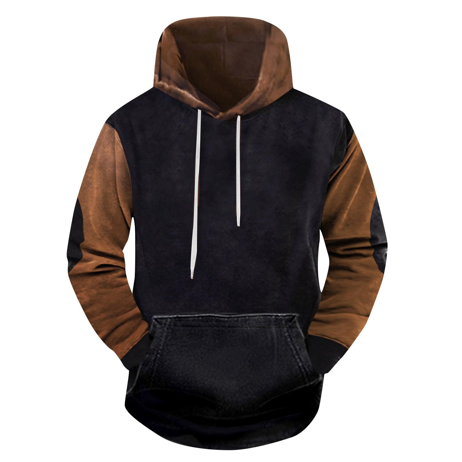 

(SU)Модный свободный мужской и женский свитер с капюшоном с длинным рукавом и принтом L чёрный