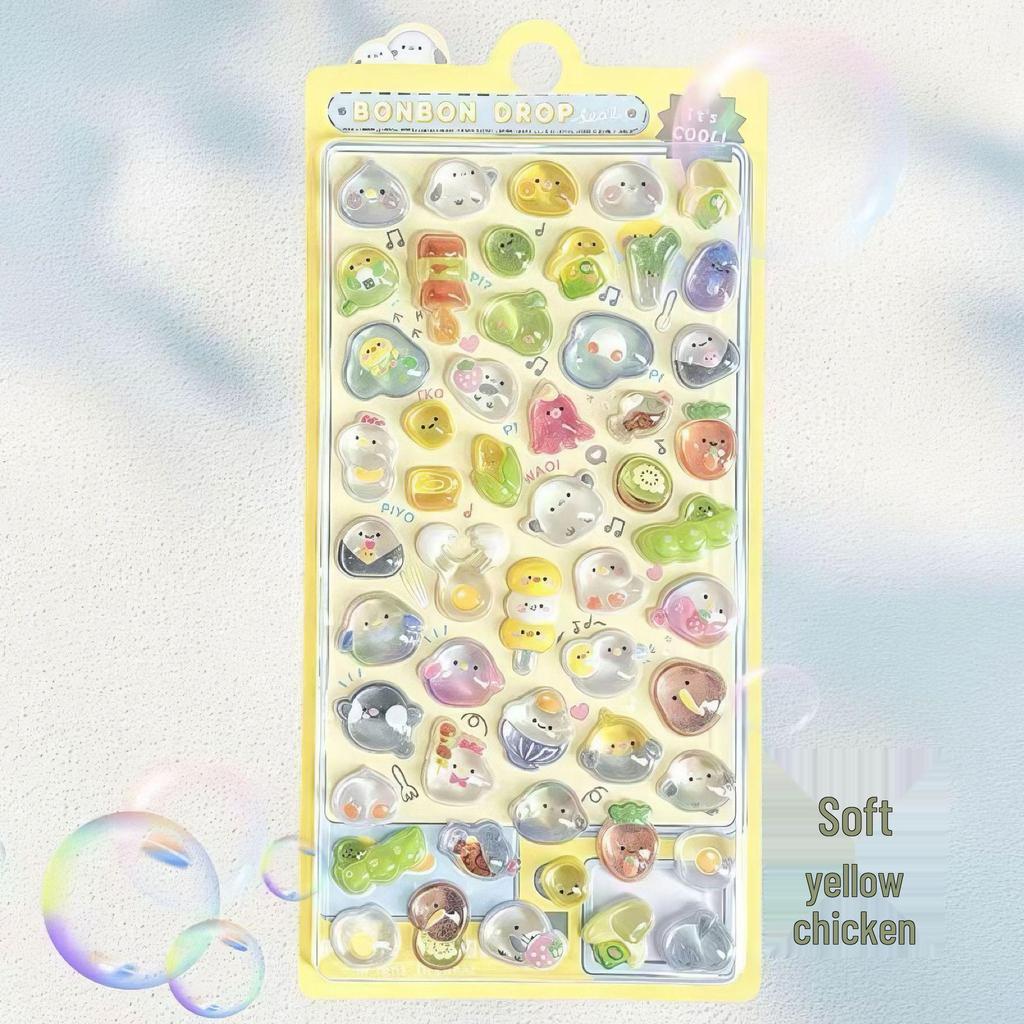 3D Crystal Cartoon Bubble Stickers for Kids Journals