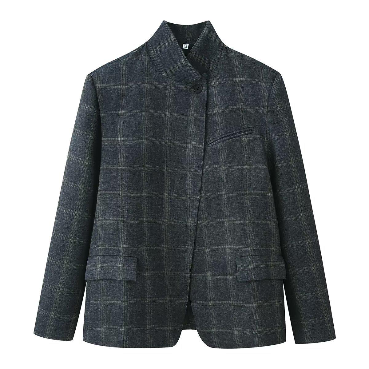 

2026 New Z European & American Style Fashionable Women s Plaid Suit Jacket Small як показано кольору