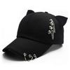 Women Modern Kitten Ears Baseball Hat with Metal Charm for Girls Women Versatile Kitten Ears Adjustable Hat Cats Ear