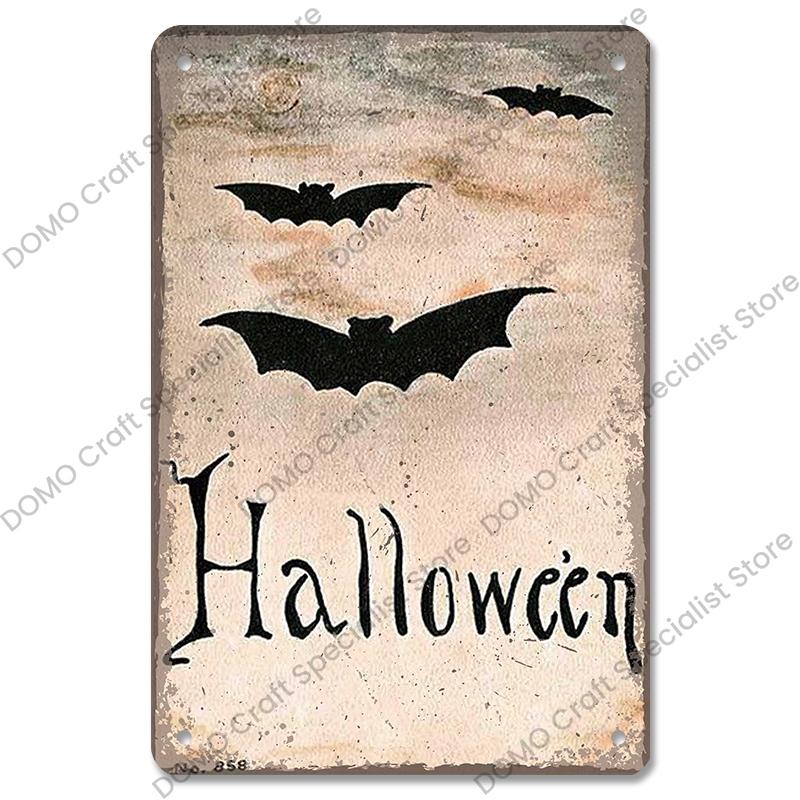Halloween Night Party Poster Vintage Metal Signs Pumpkin Trick or Treat Metal Tin Plate Wall Art Decor For Bar Pub Club Home