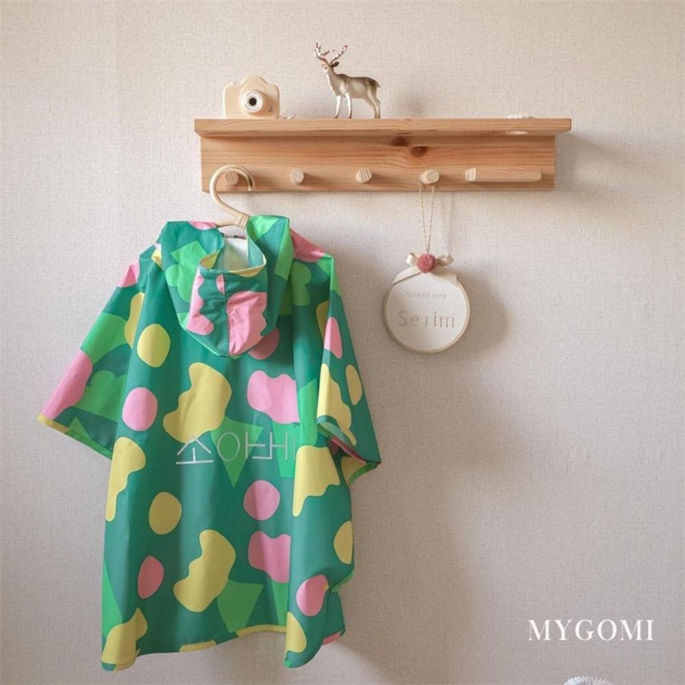 

Прочный окрашенный детский дождевик, мультяшный милый детский дождевик, водонепроницаемый легкий плащ для пеших прогулок на открытом воздухе зелёный