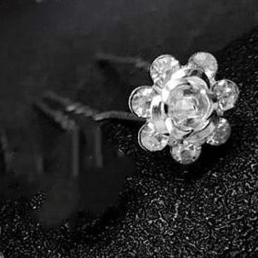 Alloy Diamond Studded Rose Hair Fork U-shaped Hairpin Brides Braided Hair Princess Diamond Studded Rose Headpiece Ladies Jewelry