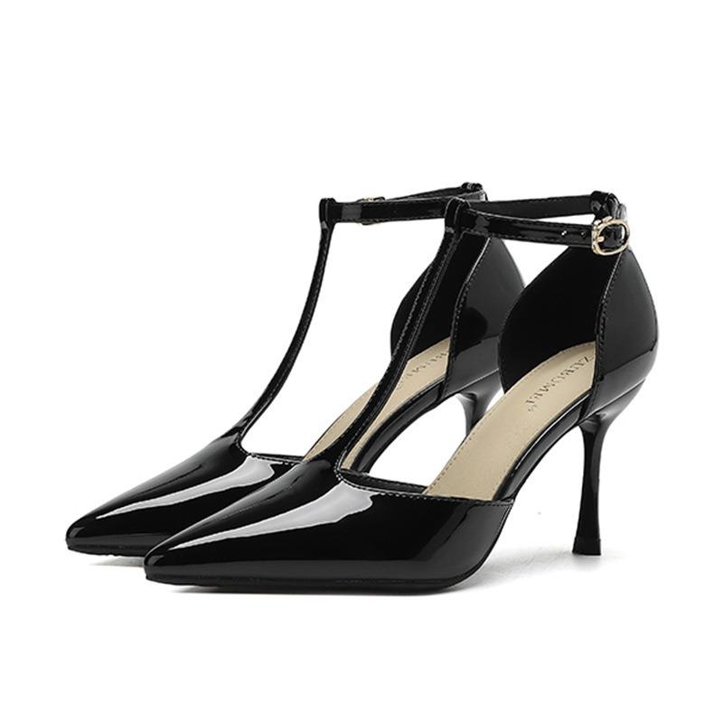 1-8 One-word with Hollow Bag Head High Heels Women's Summer New Sexy Pointed Thin Heel High Heel Sandals