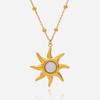 Youthway Opal Sun Pendant Necklace For Women  Gold Color Stainless Steel Fashionable Jewelry For Everyday Commuting Wear