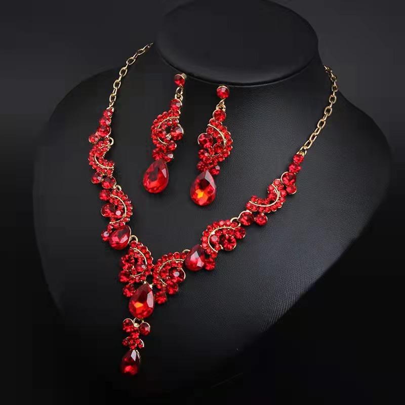 Atmospheric Bridal Necklace Earrings Zircon Wedding Jewelry Set Wedding Dress Evening Dress Accessories Wedding Banquet Jewelry
