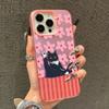 Pink Flower And Black Cats Laser Phone Case for iPhone 15 14 Pro Max Plus 17 16 Pro Max 13 Mini 12 11 Pro Max Shockproof Covers