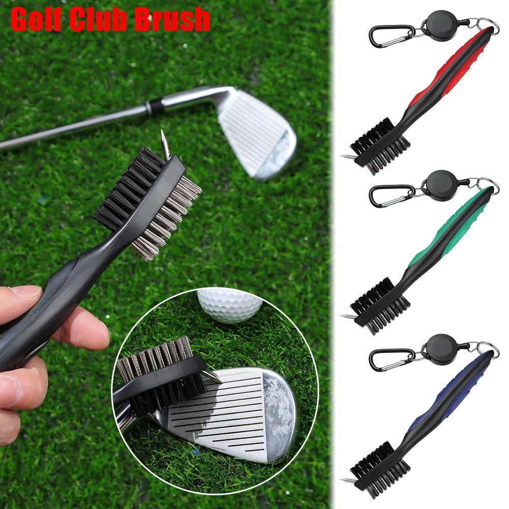 Retractable Double Sided Irons Woods Clip To Bag Groove Cleaner Golf Club Brush Cleaning Tool