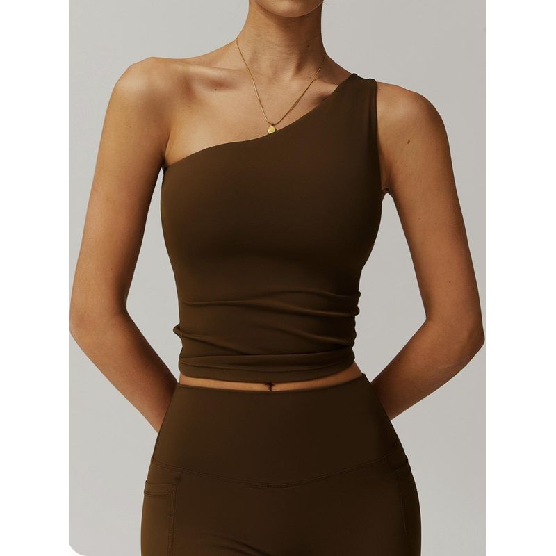 Cloud-Sensitive Waist-Tight Yoga Vest Quick-Drying Running Shockproof Sports One-Shoulder Intimates Workout Beauty Back Bra for Women