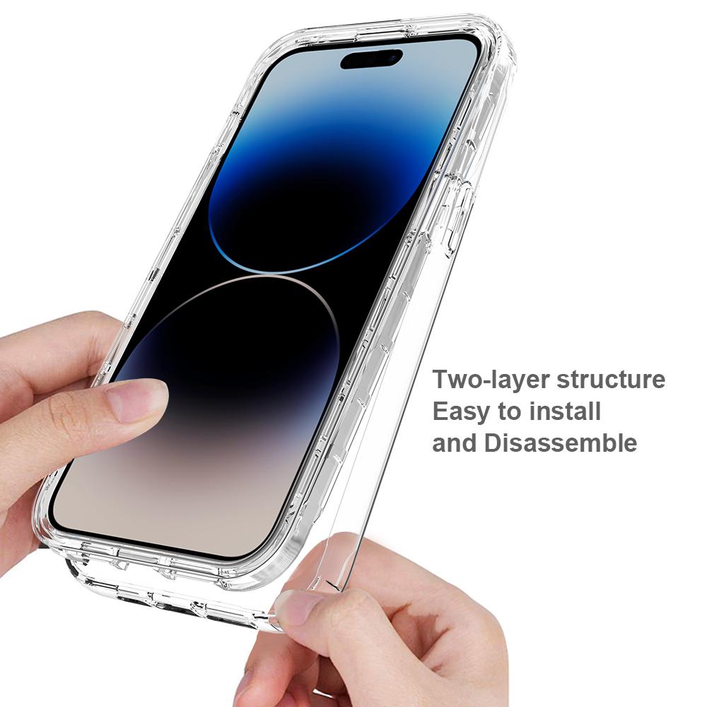 

Anti-drop Cover for iPhone 15 Pro Max TPU+PC Shockproof Clear Phone Case Transparent