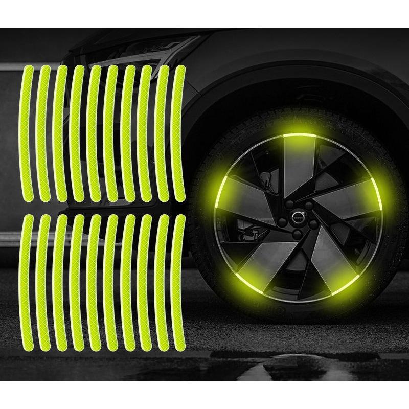 20pcs Car Wheel Reflective Colorful Laser Luminous Tire Anti-collision Stickers Personalized Creative Motorcycle Electric Car Stickers