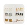 Exquisite Japanese Cute Cat Head Silver Stud Earrings for Women