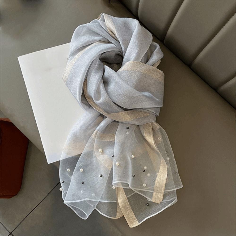 90x90cm Pearl Silk Scarf Breathable Beach Shawl Women Hijab 2