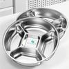 Stainless Steel Kitchen Food Preparation Tray Fall-resistant with Four Compartments 5 Grid Side Dishes Tray Round Dinner Plate