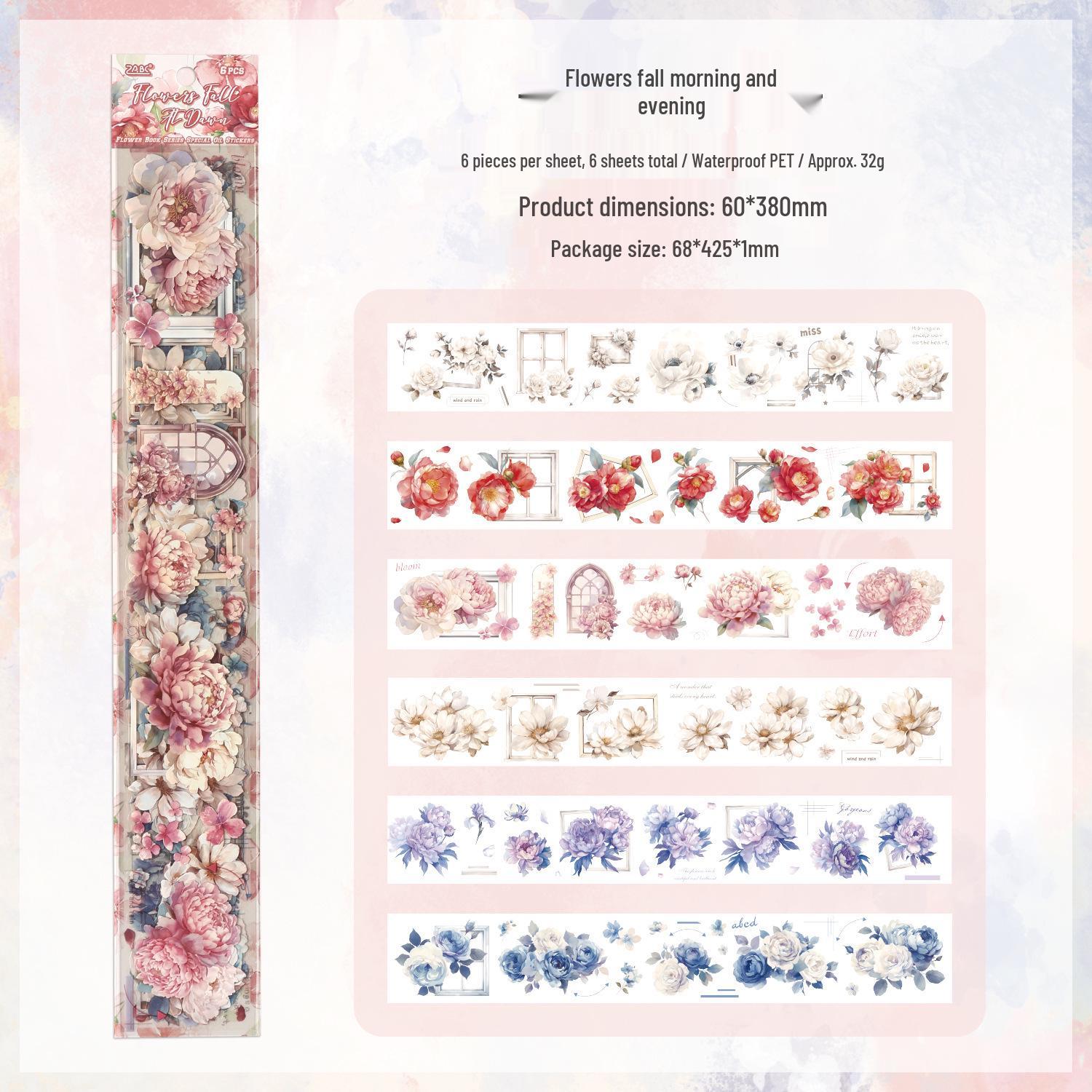 ZABC Flower Scenery Sticker Set: 6 Styles, 6 Sheets for Border and Collage Decoration