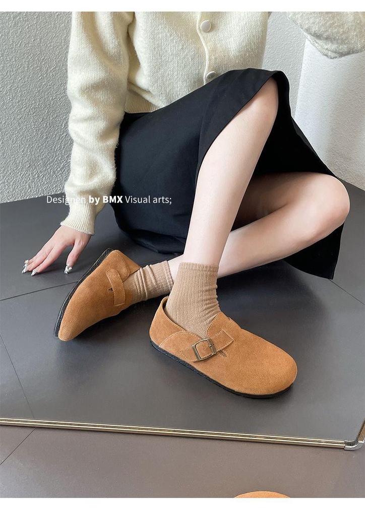 Women's Plus Size Birkenstock 2026 Suede Slip-on Flats - Retro Casual, Closed-Toe for Spring & Autumn