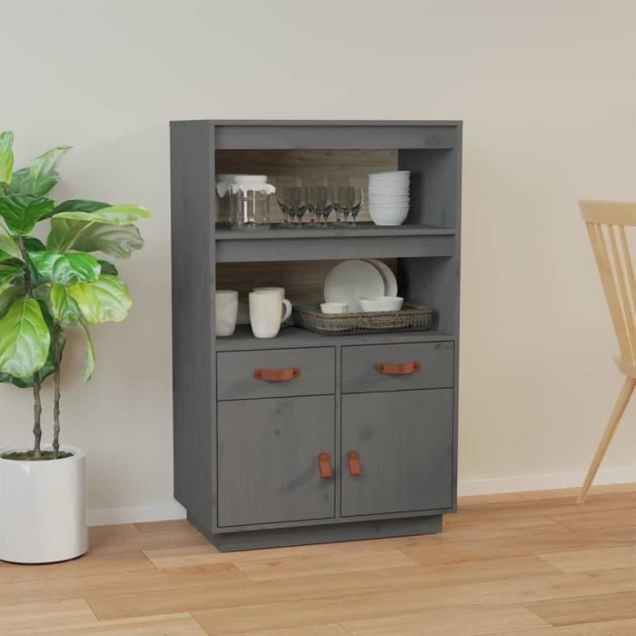 VidaXL Highboard Grey 67x40x108.5 Cm Solid Pine Wood 820159