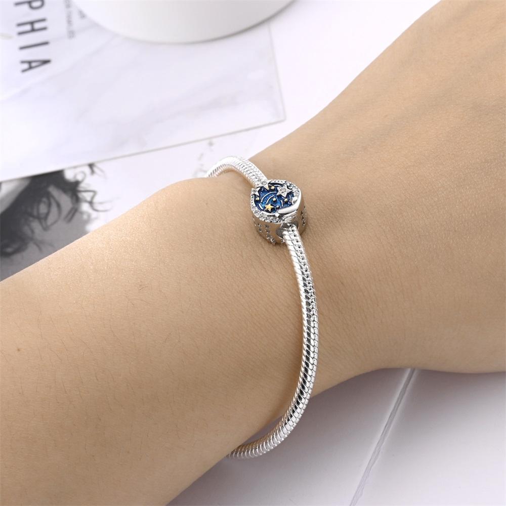 Charms Original Copper Starry Sky Beads Fit Bracelet Women Jewelry Diy Fine Gift