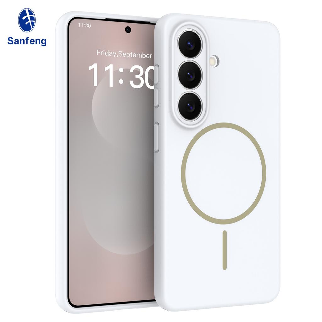 The New Model Is Suitable for Samsung S26 Mobile Phone Case, Magnetic Suction 26Ultra Fine Hole Skin Feel Solid Color S26 Plus Protective Case.