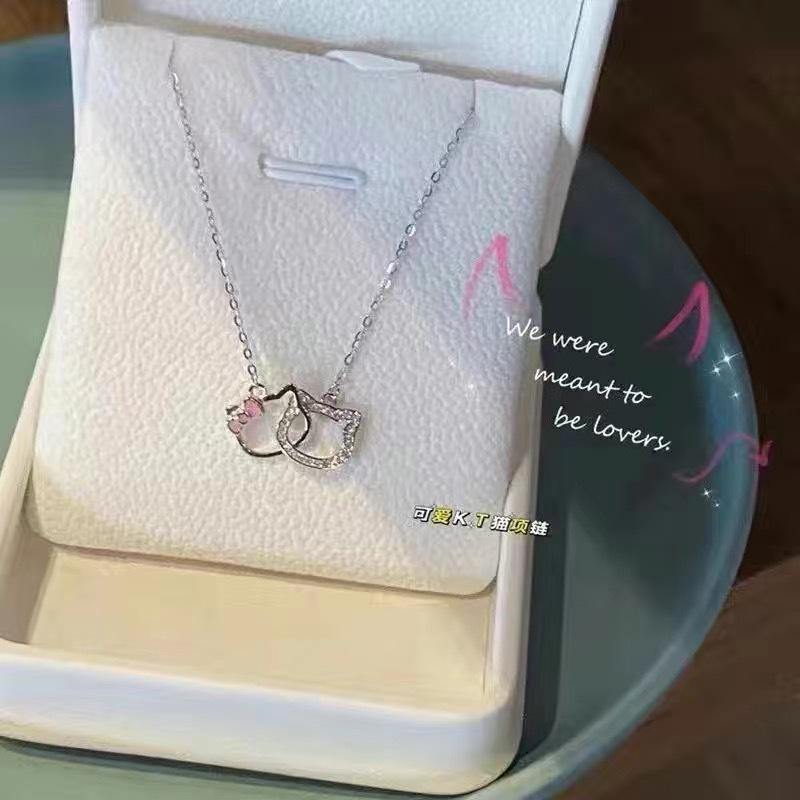 Six-pack bow love zircon necklace chain niche design ins