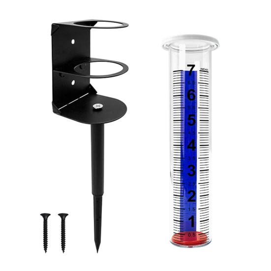 Outdoor Rain Gauge with Metal Stake Large Capacity Garden Lawn Yard Fence Patio Farm Water Rain Meter Tube with Mounting Rack