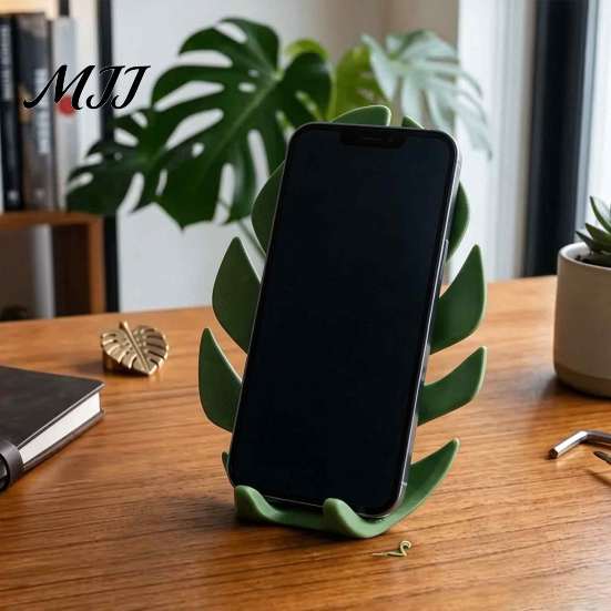 Creative Gift for Coworkers 3D Printed Monstera Leaf Phone Holder, Cute Desktop Cell Stand, Decorative Tropical Office Table Decoration Mount Home and