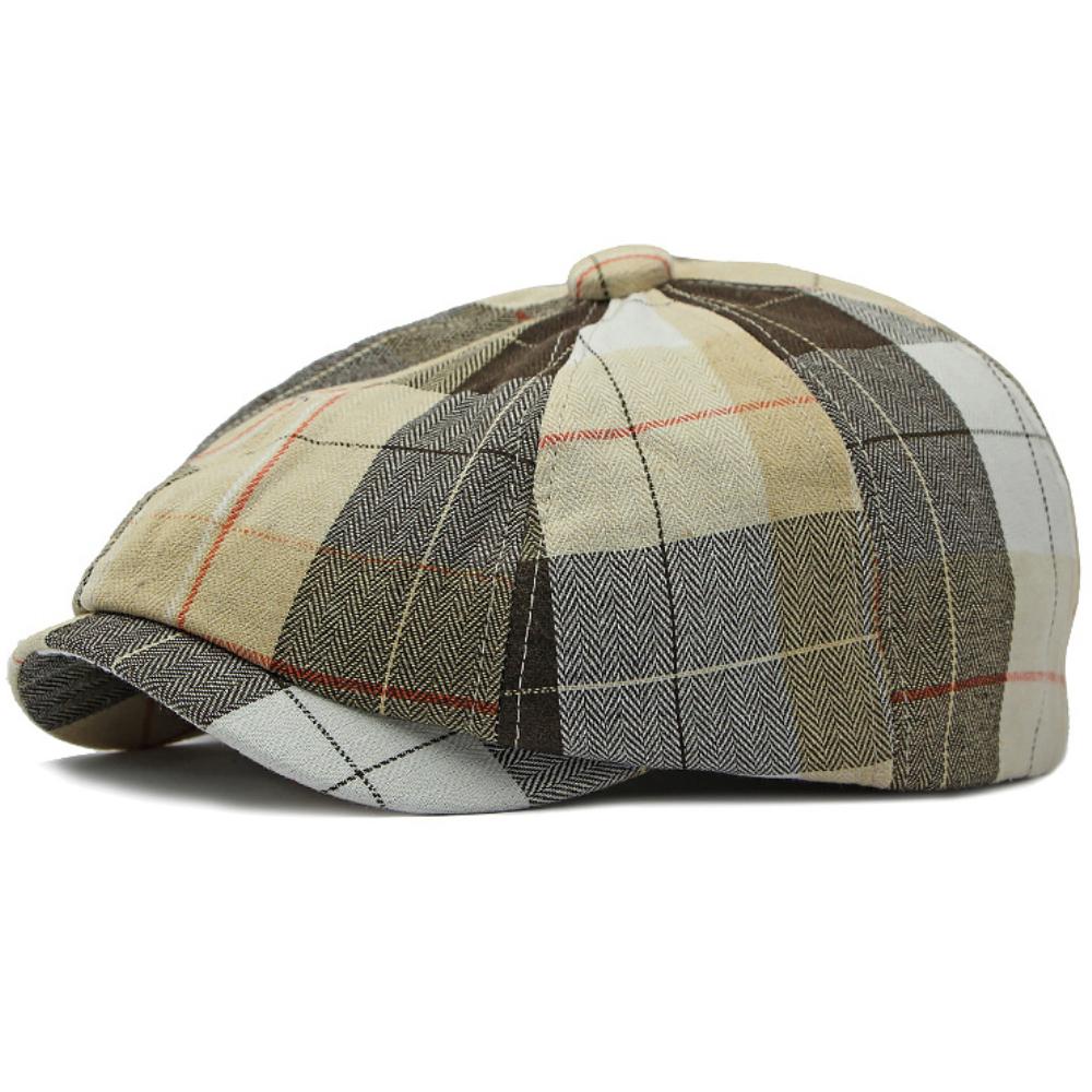 HT4637 Berets for Men Women Vintage Artist Painter Plaid Beret Hat Male Female Adjustable Ivy Flat Cap Spring Summer Beret Caps