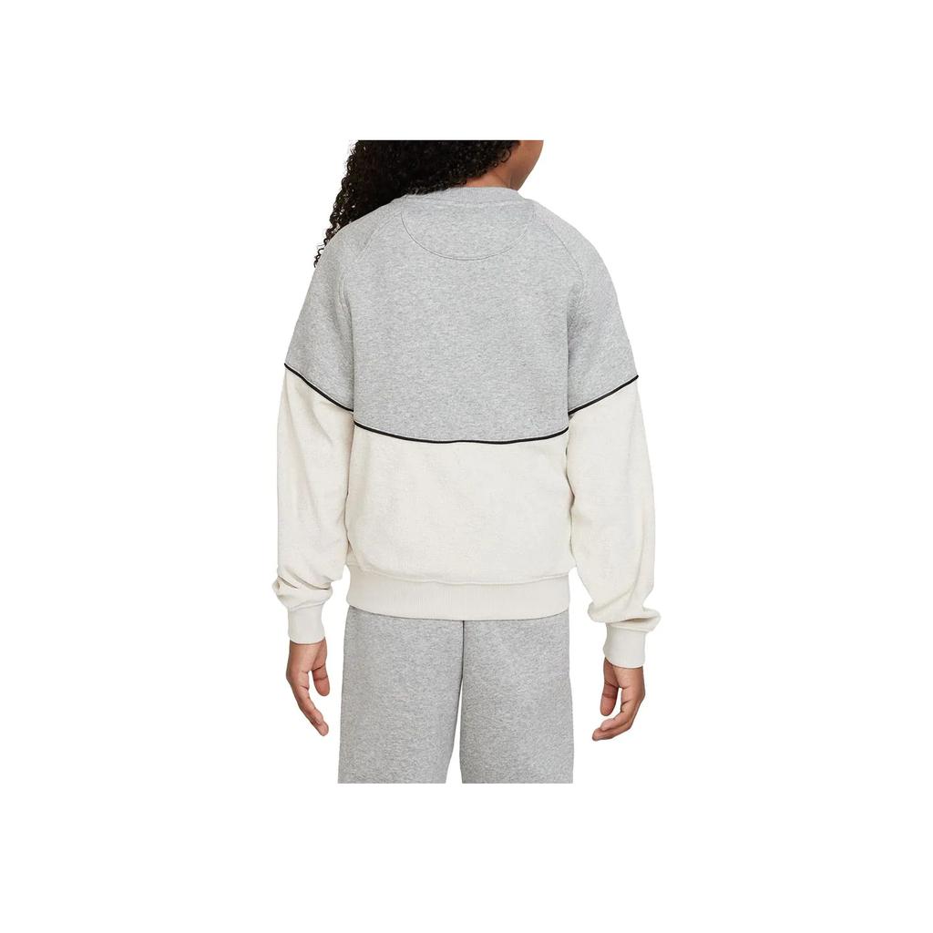 Nike Sweatshirt Letter Print Spliced Round Neck Long Sleeve Kids tops Khaki FD3161-063