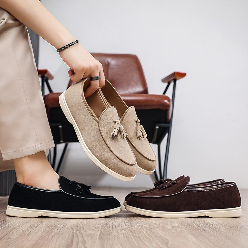 Men's casual single shoes low-top foot-fitting flat-soled men's board shoes lazy one-pedal foot-fitting light men's shoes