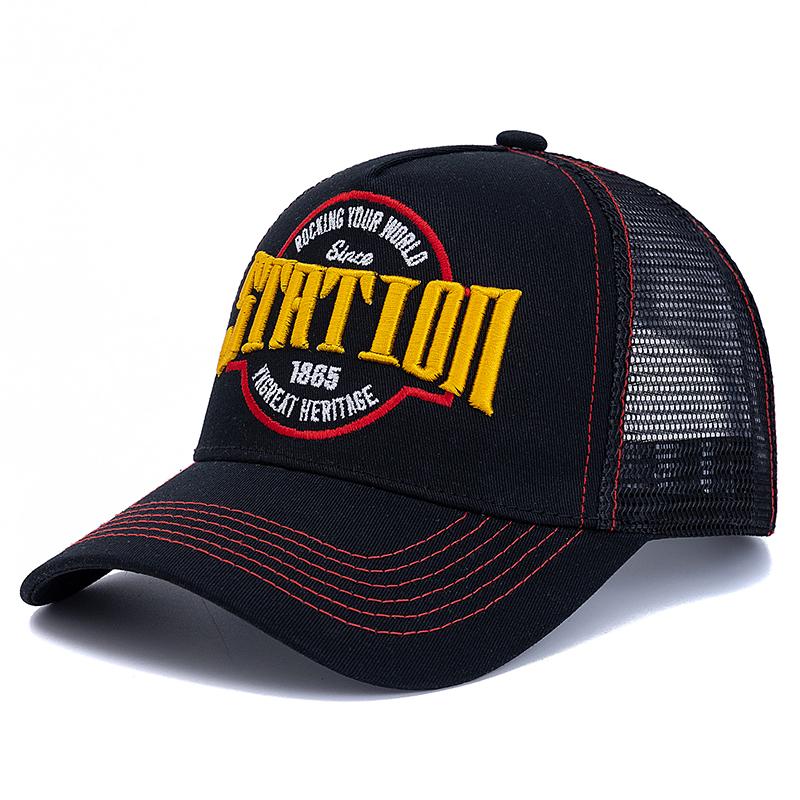 Hot Sale Unisex Baseball Cap Classic STATION Letter Pattern Mesh Cap Men & Women Breathable Summer High Quality Trucker Hat