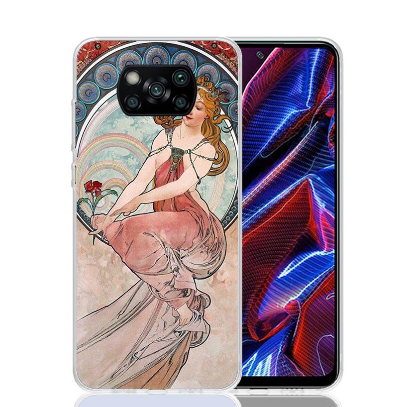 Alfons Mucha Primavera Case Phone Cover for Xiaomi Mi 11T 12T 10T 9T Pro 11i 12X 13 12 11 10 9 8 Lite 6X 5X A3 A2 Trend Fundas