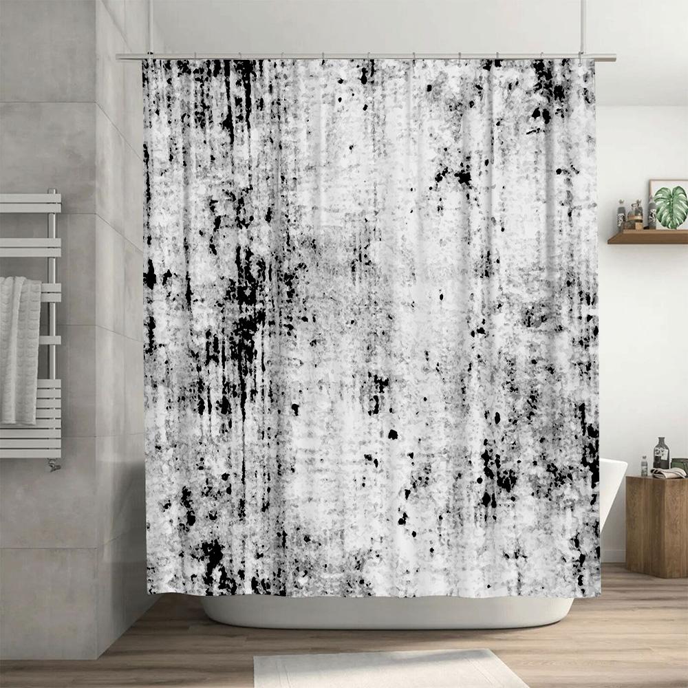Black White Black White Artistic Print Shower Curtain Waterproof Bath Mat Decorative Home Textiles Extra Long Size 180x243cm (Wh