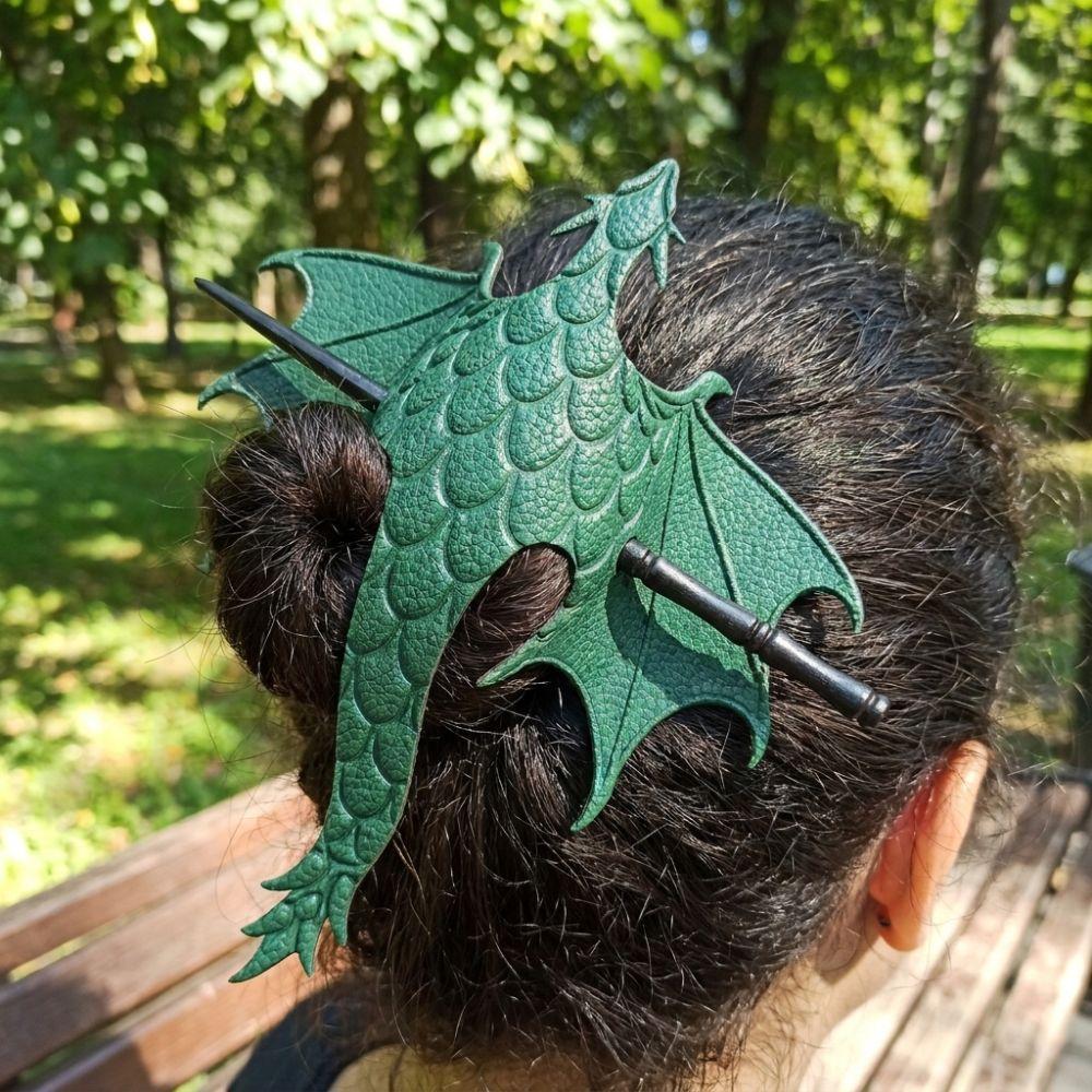 Carved Dragon Flying Dragon Wing Hair Accessory Gothic Fairy Tale Dragon Hair Pin Halloween