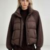 Winter neue Stehkragen Strickärmel gespleißte Daunenwattierte Jacke für Damen lockere und dünne vielseitige warme Daunenwattierte Jacke