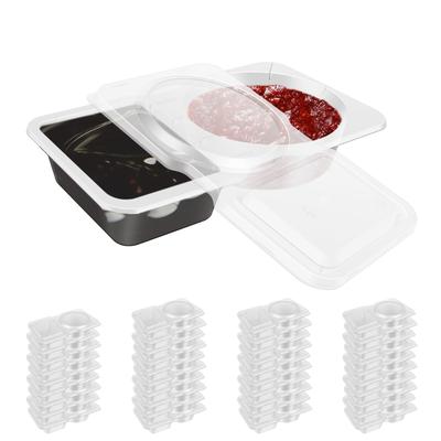 40 Pièces Contenant à Condiments à Double Compartiment Plastique Compartiment Contenants à Snacks Récipients à Sauce Étanches pour Échantillonnage
