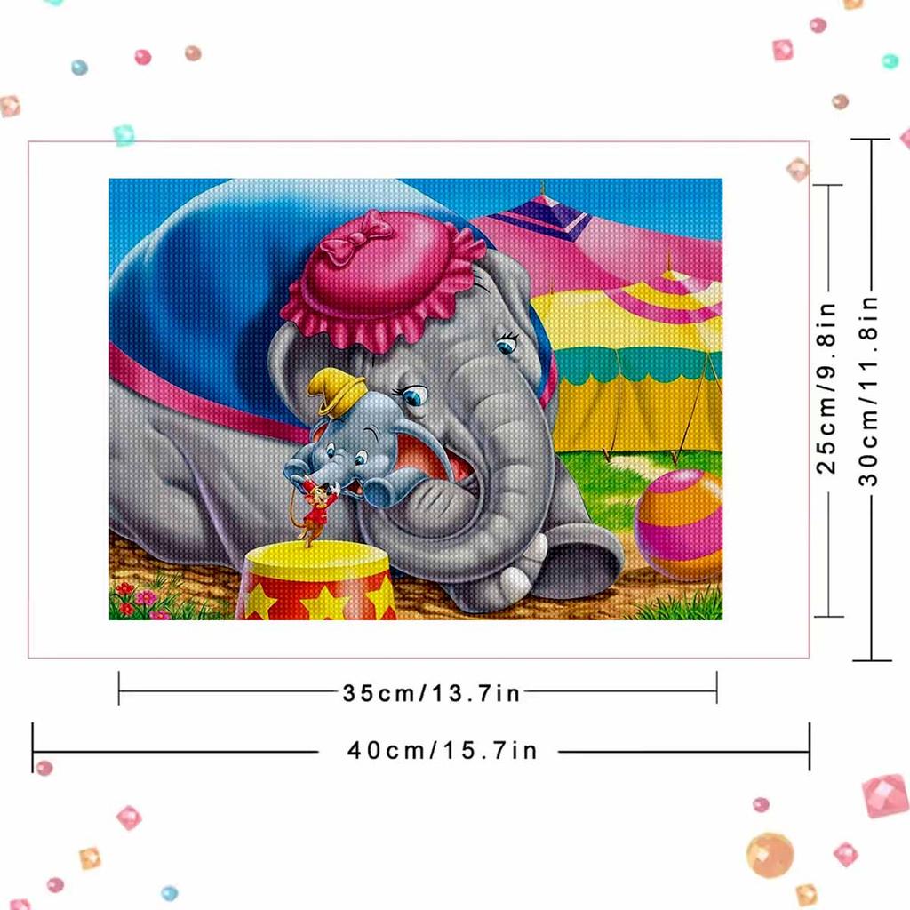 DIY Diamond Painting Elephant and Dumbo Cross Stitch Kit Mosaic Art Diamond Painting Full Circle Diamond Home Decoration