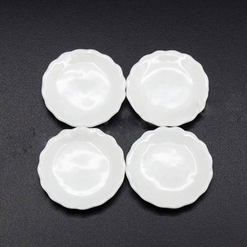 4Sets Miniature Kitchen Tableware Set Display Accessories for 1/12 Scale Dollhouses with Realistic Plates and Cutlery