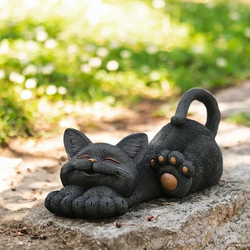 Whimsical Cat Sculpture Lounging Garden Art Statue Outdoor&Indoor Ornament Decor