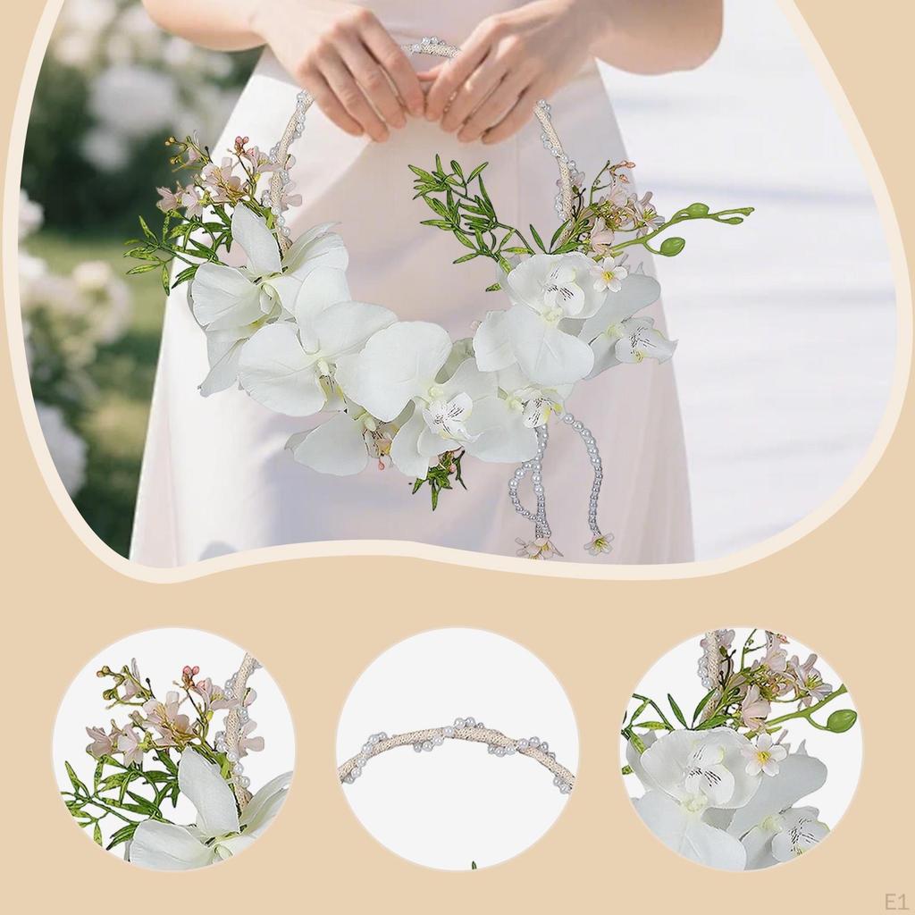 Bridal Handheld Flower Garland Artificial Realistic European Design Wreath for Floral
