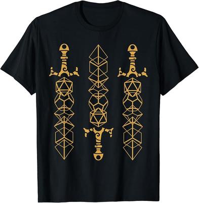 Minimalist Polyhedral Dice Set Sword Nerdy D20 TShirt Unisex T-Shirt