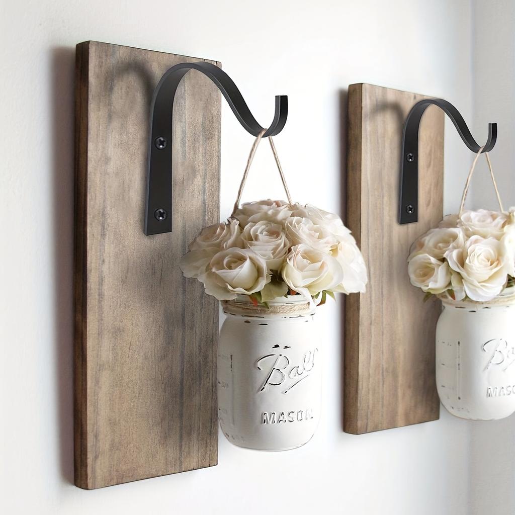 1/4/6 Pack Plant Hanger Bracket, Iron Wall Hooks Decorative Coat Hook For Hanging Planter, Lanterns, Mason Jar,  Indoor Outdoor Rustic Home Decor
