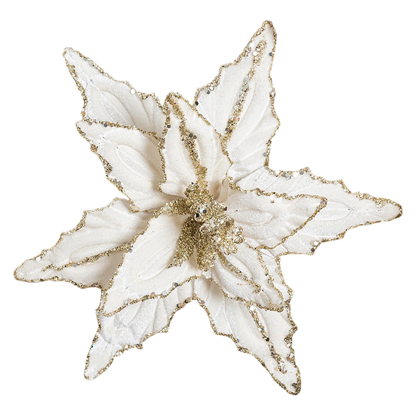 

Velvet Cloth Artificial Christmas Flower Glitter Red Glitter Christmas Flower Flower Hanging Ornament Flower Hanging Ornaments білий